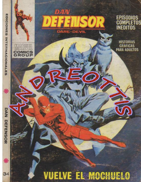 C&oacute;mics: DAN DEFENSOR (DARE-DEVIL), EDITORIAL VERTICE, V.1 N. 34, VUELVE EL MOCHUELO - Foto 1