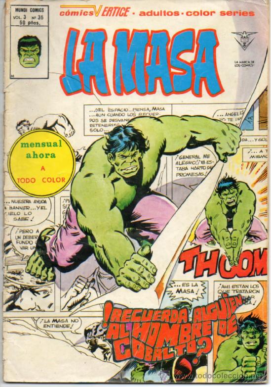 C&oacute;mics: COMIC : LA MASA N&ordm; 36 VOL. 3 - MUNDI COMICS , VERTICE. ( MARVEL 1974 ) - Foto 1
