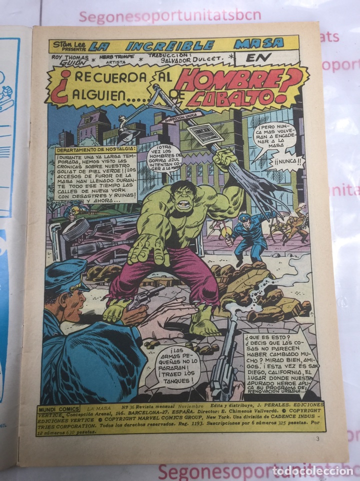C&oacute;mics: La Masa , el increible Hulk n&uacute;mero 36 Vertice Volumen 3 - Foto 2