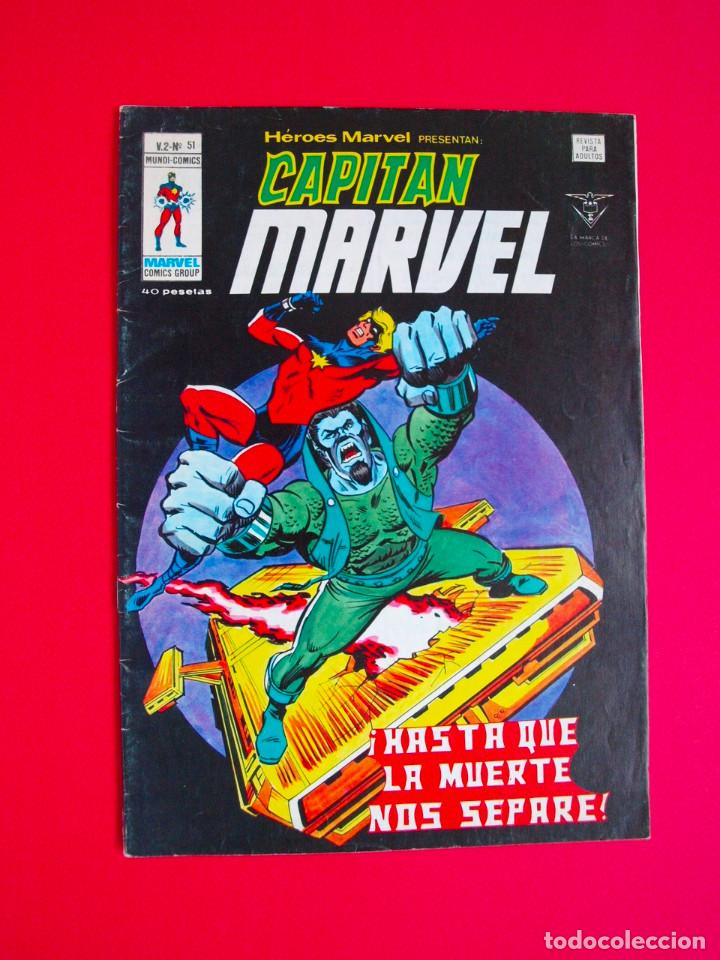 C&oacute;mics: HEROES MARVEL - CAPIT&Aacute;N MARVEL - V.2 N&ordm; 51 - VERTICE 1979 - 40 PTS. - Foto 1