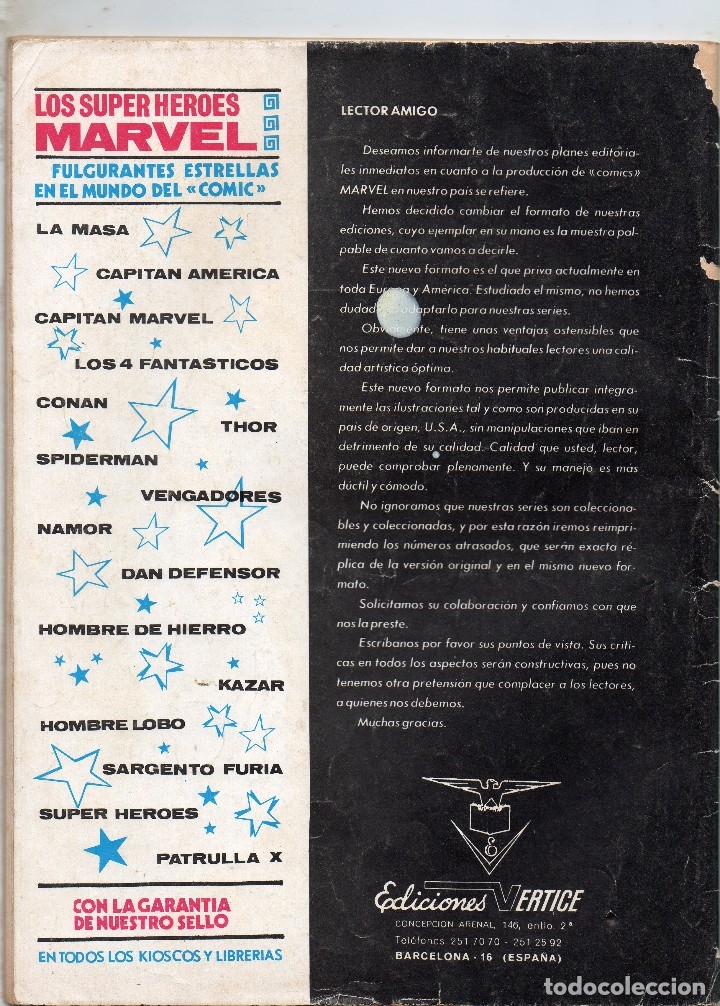 C&oacute;mics: COMIC VERTICE 1974 CAPITAN MARVEL VOL2 N&ordm; 2 (BUEN ESTADO) - Foto 2