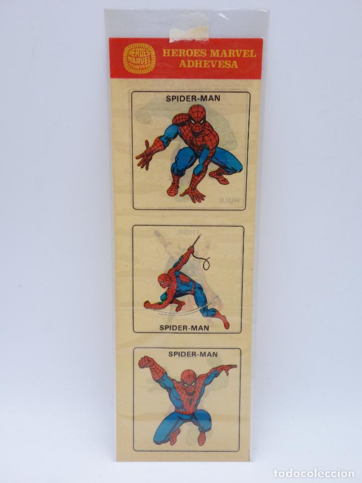 C&oacute;mics: HEROES MARVEL MOD 2. TIRA 6 PEGATINAS: SPIDERMAN, THOR, HULK... Adhevesa, Circa 1975. OFRT