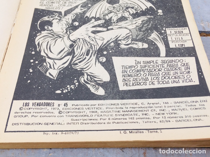 C&oacute;mics: C&Oacute;MIC LOS VENGADORES, EDITORIAL VERTICE N. 45 EL FIN DE LA BONDAD 1973 MARVEL - Foto 4