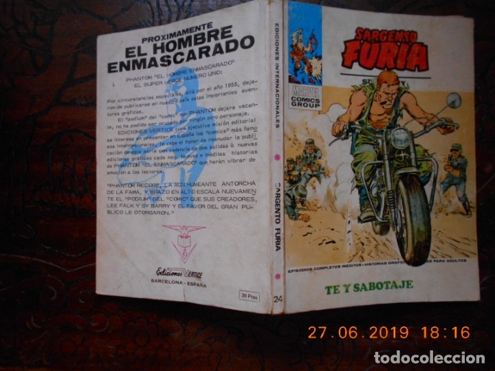 C&oacute;mics: SARGENTO FURIA N&ordm; 24-V&Eacute;RTICE TACO-1974 - Foto 1