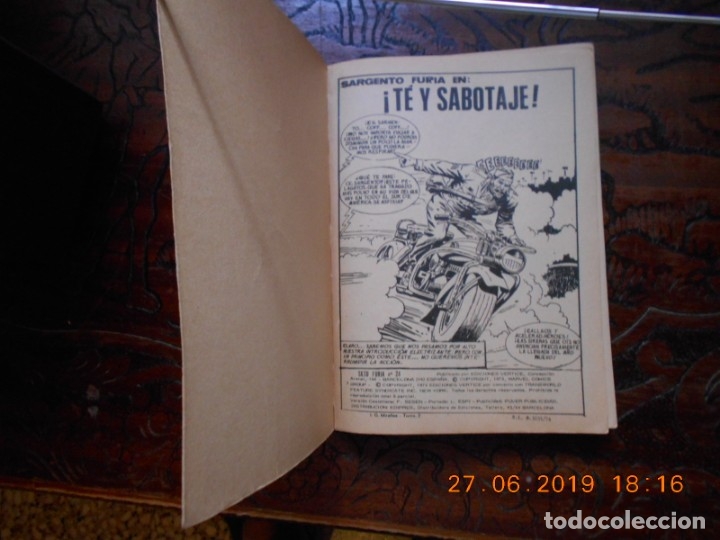 C&oacute;mics: SARGENTO FURIA N&ordm; 24-V&Eacute;RTICE TACO-1974 - Foto 2