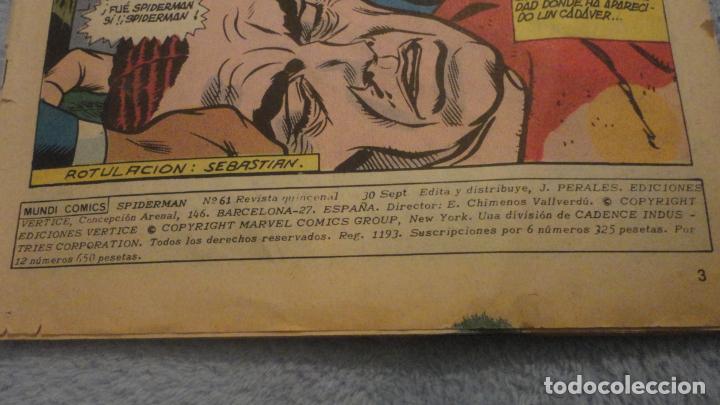C&oacute;mics: ANTIGUO COMIC.EL ASOMBROSO SPIDERMAN.MUNDI COMICS N&ordm; 61 - Foto 2