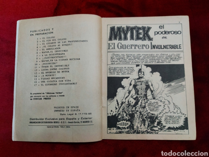 C&oacute;mics: MYTEK COMIC VERTICE GRAPA EL GUERRERO INVULNERABLE NUMERO 17 MYTEK EL PODEROSO 1965 - Foto 4