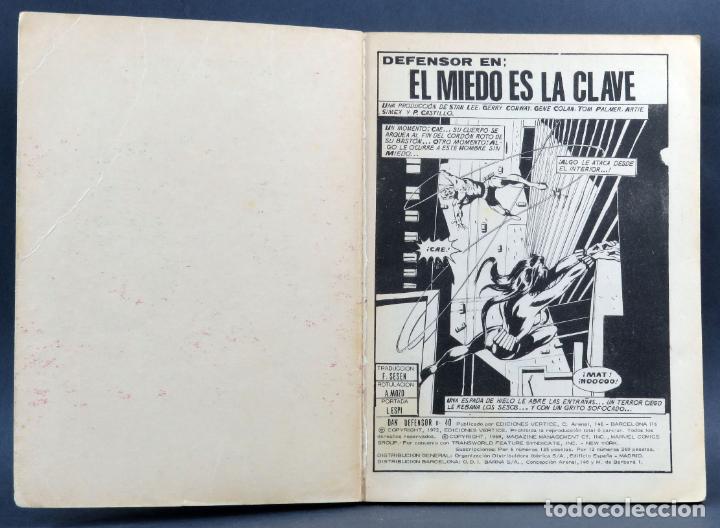 C&oacute;mics: Marvel Comics Dan Defensor n&ordm; 40 El miedo es la clave Ediciones V&eacute;rtice Taco 1972 - Foto 2