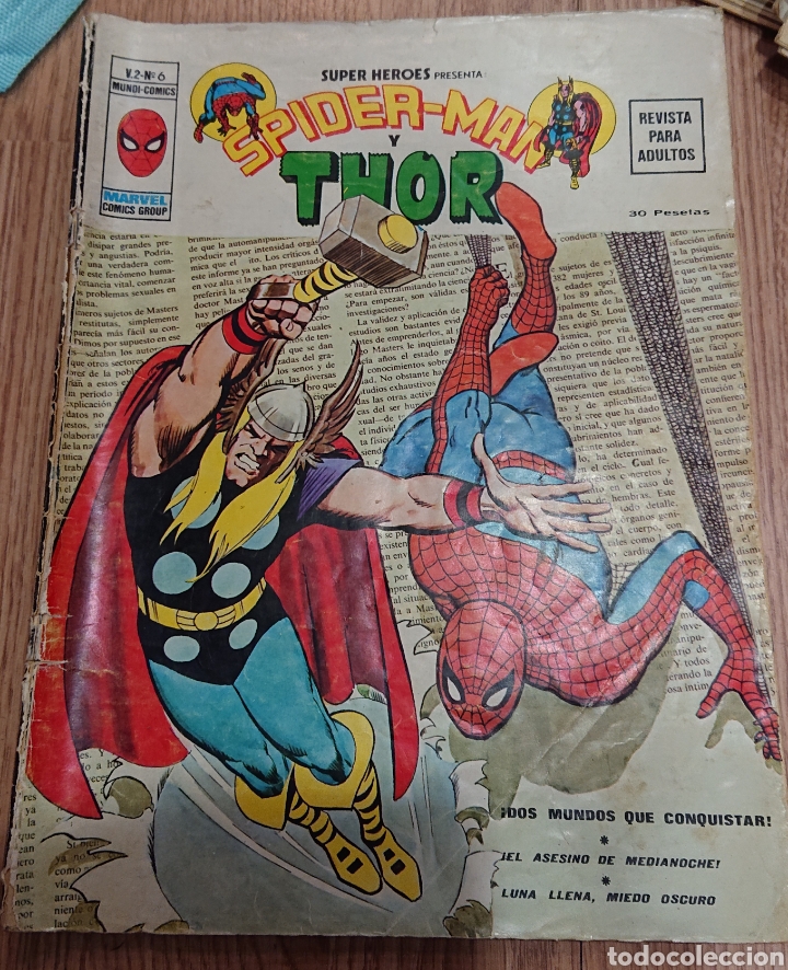 C&oacute;mics: Spiderman y Thor, v&eacute;rtice marvel, ved fotos original - Foto 1