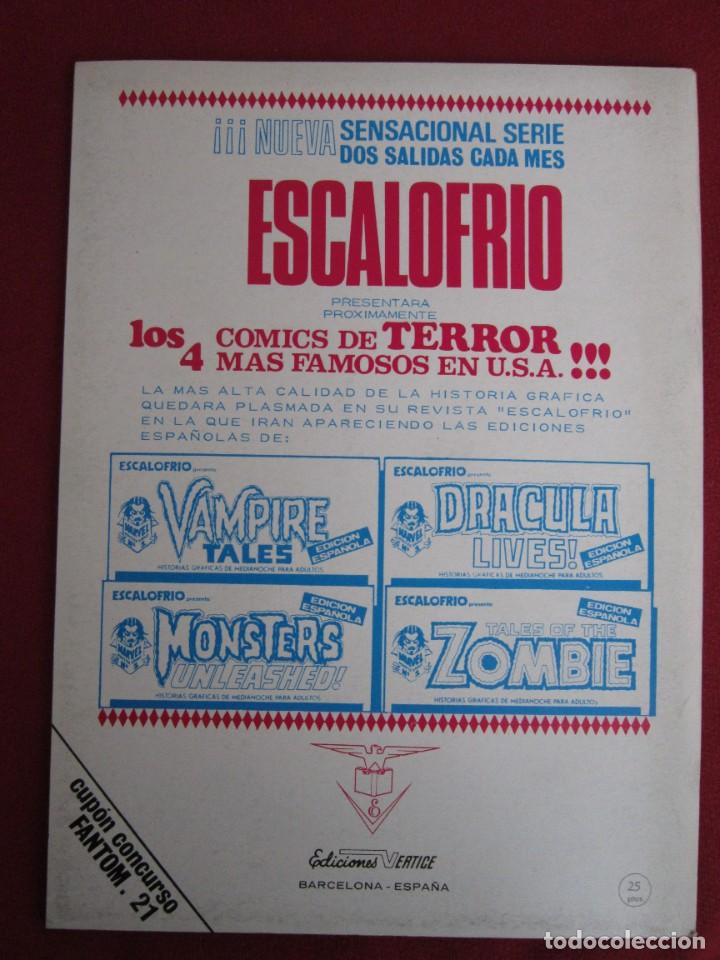 C&oacute;mics: FANTOM V.1 N&ordm; 21 VERTICE &rdquo;MIEDO&rdquo; 1973 COMO NUEVO - Foto 2