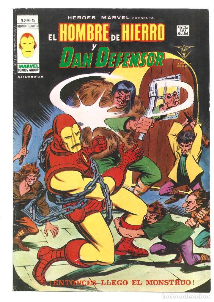 C&oacute;mics: H&eacute;roes Marvel vol. 2, n&uacute;mero 45: Hombre de hierro y Dan Defensor, 1978, Vertice, impecable - Foto 1