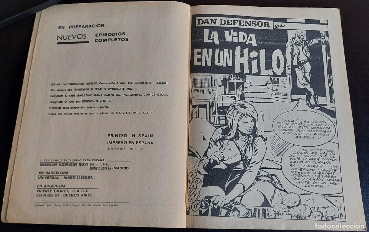 C&oacute;mics: Dan Defensor vol. 1 n&ordm; 28 - Ediciones V&eacute;rtice - A&ntilde;o 1971 - La Vida en un Hilo - Foto 2