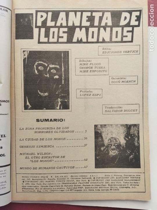 C&oacute;mics: V&Eacute;RTICE - EL PLANETA DE LOS MONOS N&ordm; 3 - 100 PGS. - Foto 2