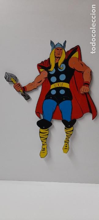 THOR . TROQUELADO EN CARTON CON PARTES MOVILES . MARVEL . ORIGINAL AÑOS 80  . ALTURA 52 CM