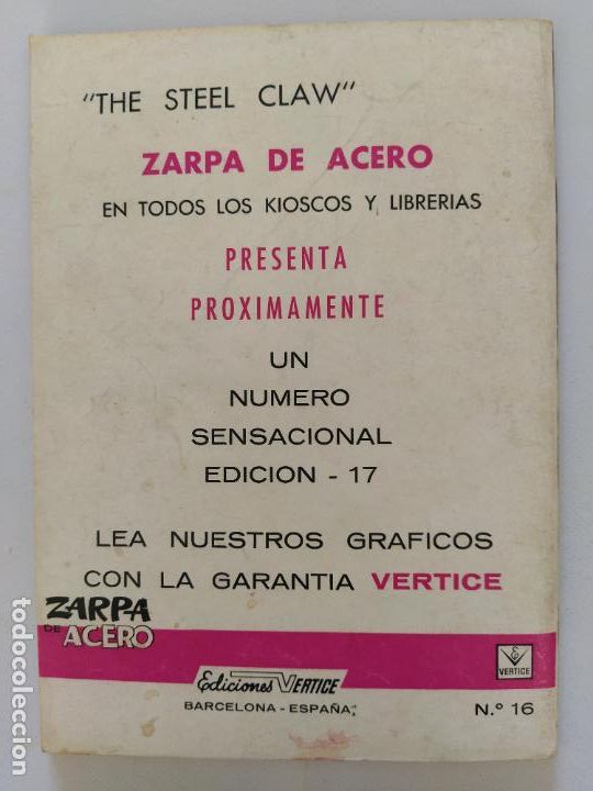 C&oacute;mics: ZARPA DE ACERO N&ordm; 16 - &iexcl;&iexcl;CAPTURADO!! - EDICIONES VERTICE (7M) - Foto 2