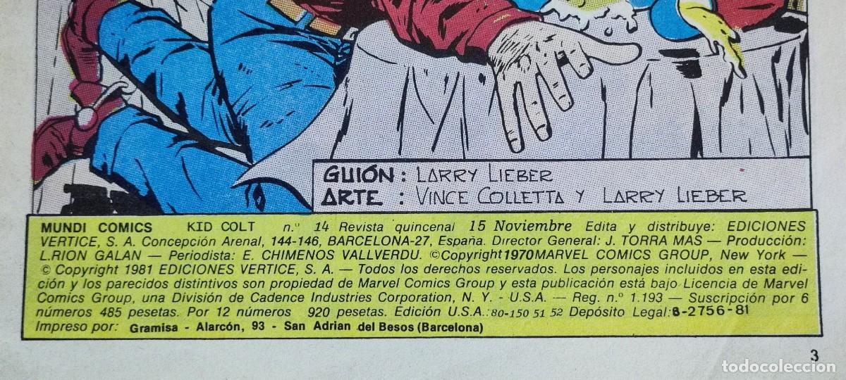 C&oacute;mics: KID COLT Y LATIGO KID N&ordm; 14 - EDICIONES VERTICE 1981. - Foto 3