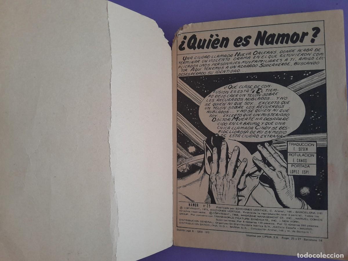 C&oacute;mics: COMIC MARVEL NAMOR SUB MARINER N&ordm; 25 VOLUMEN 1 EDICIONES VERTICE 1972 - Foto 3