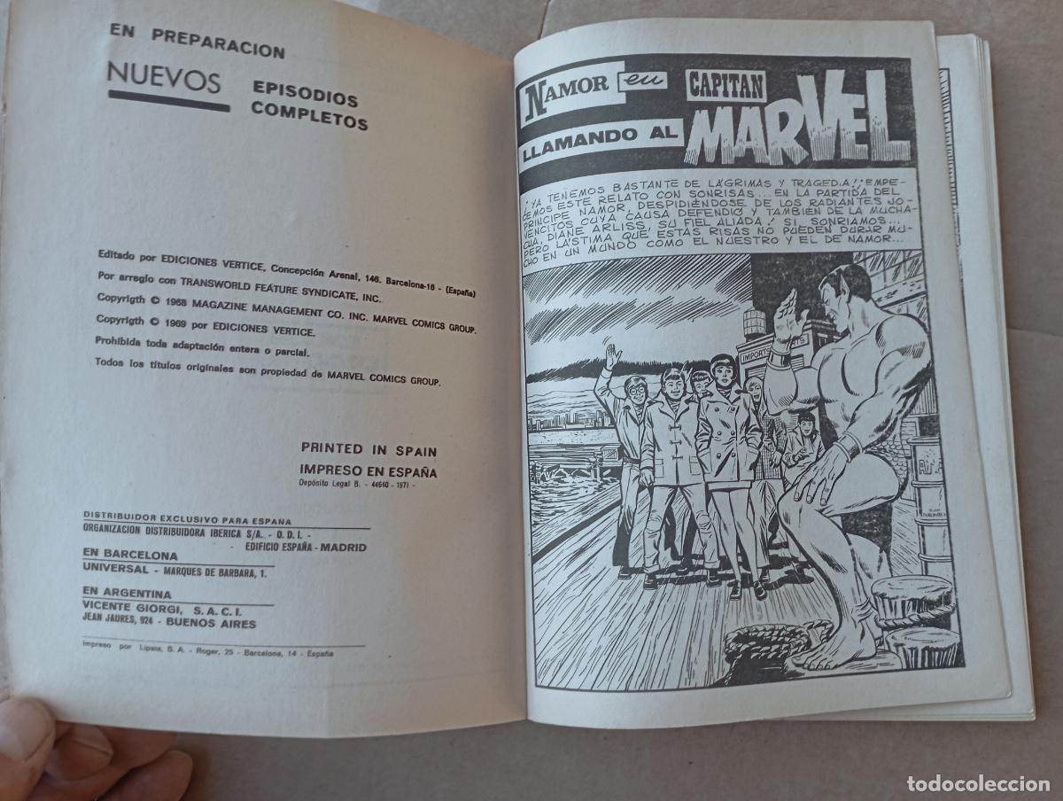 C&oacute;mics: NAMOR SUB-MARINER N&ordm; 13 - V&Eacute;RTICE - &iexcl; LLAMANDO AL CAPITAN MARVEL ! - 1971 - Foto 4