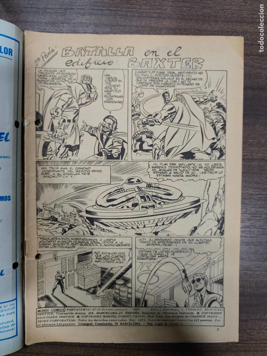 C&oacute;mics: LOS 4 FANTASTICOS N&ordm;22, MUNDI COMICS. EDICION VERTICE, LA BATALLA DEL EDIFICIO BAXTER. - Foto 2