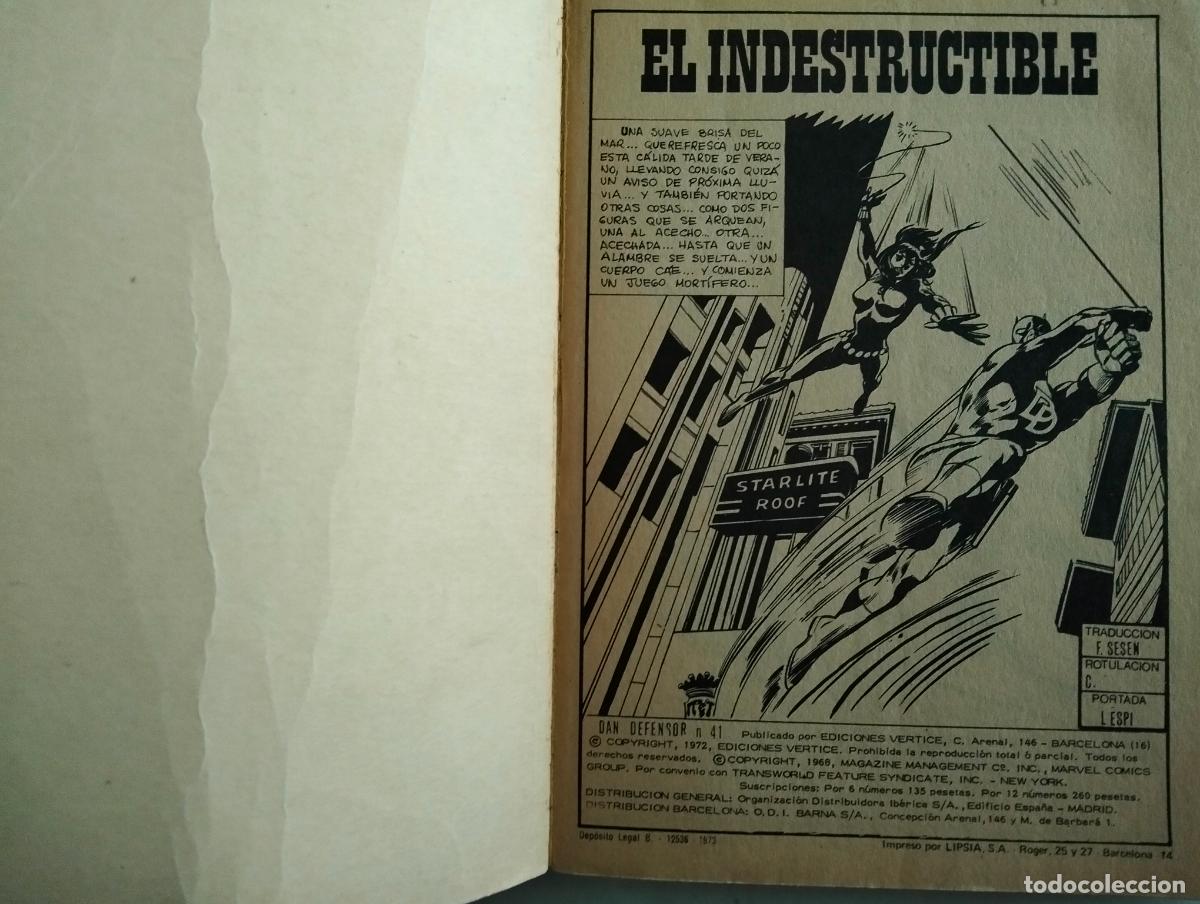 C&oacute;mics: DAN DEFENSOR N&ordm; 41, MARVEL, EDICIONES VERTICE, A&Ntilde;O 1973 - Foto 2