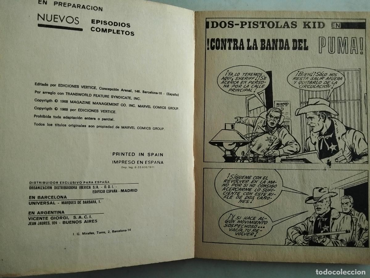 C&oacute;mics: 2 PISTOLAS KID N&ordm; 10, EDICIONES VERTICE, A&Ntilde;O 1971 - Foto 2