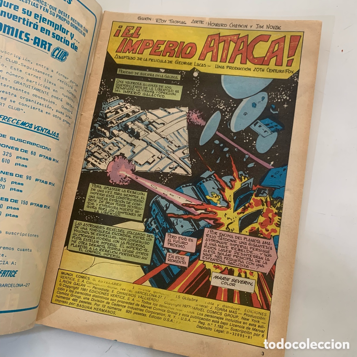 C&oacute;mics: comic tebeo guerras estelares star wars el imperio ataca n&ordm; 1 vertice - Foto 2