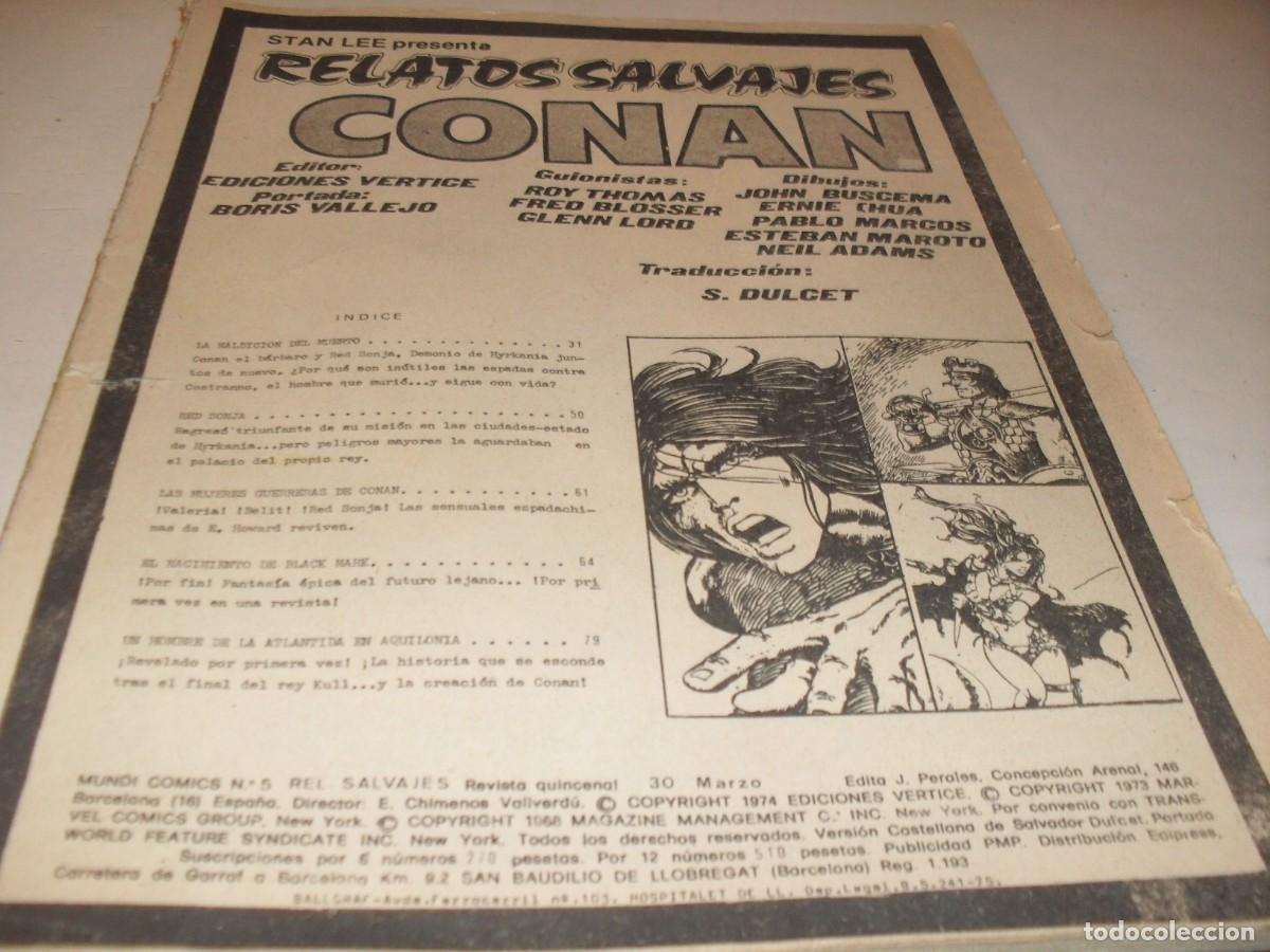 C&oacute;mics: RELATOS SALVAJES N&ordm; 5 CONAN,CON COMPLEMENTO DE BLACK MARK,(DE 84).VERTICE,1975 - Foto 1
