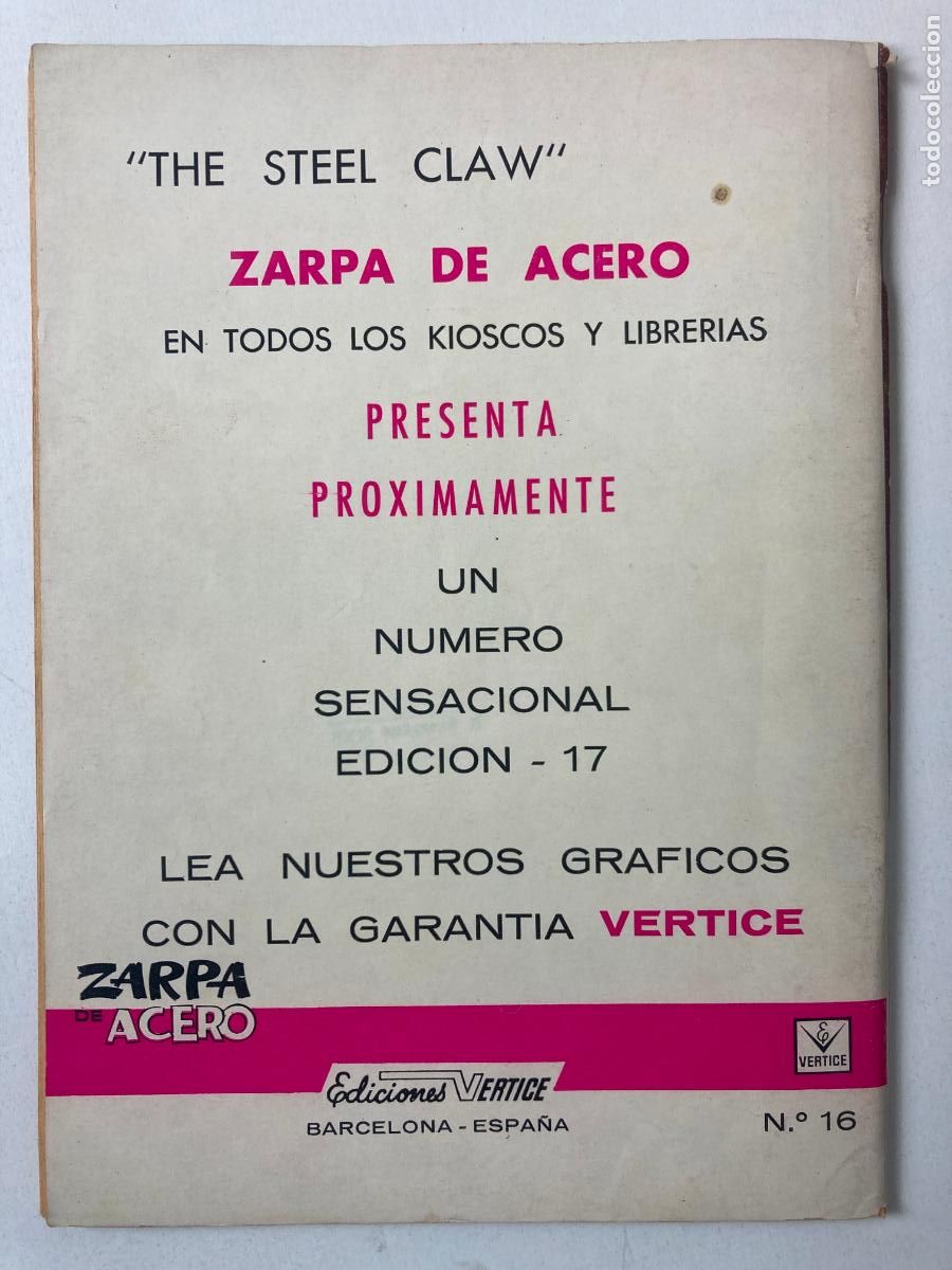 C&oacute;mics: ZARPA DE ACERO - EDICIONES VERTICE N&ordm;16 - COMIC GRAPA - Foto 2