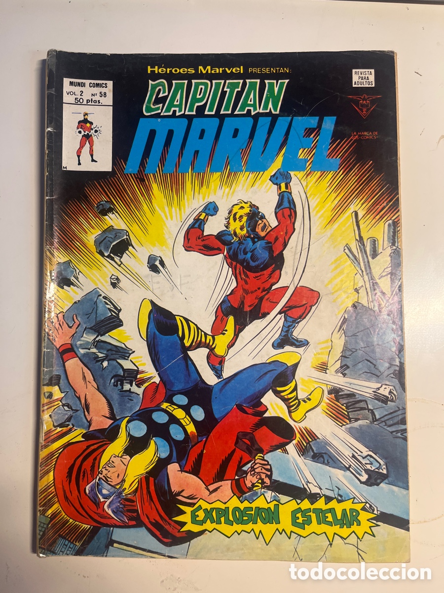 C&oacute;mics: H&Eacute;ROES MARVEL, CAPIT&Aacute;N MARVEL, N&Uacute;MERO 58, (V&Eacute;RTICE) - Foto 1