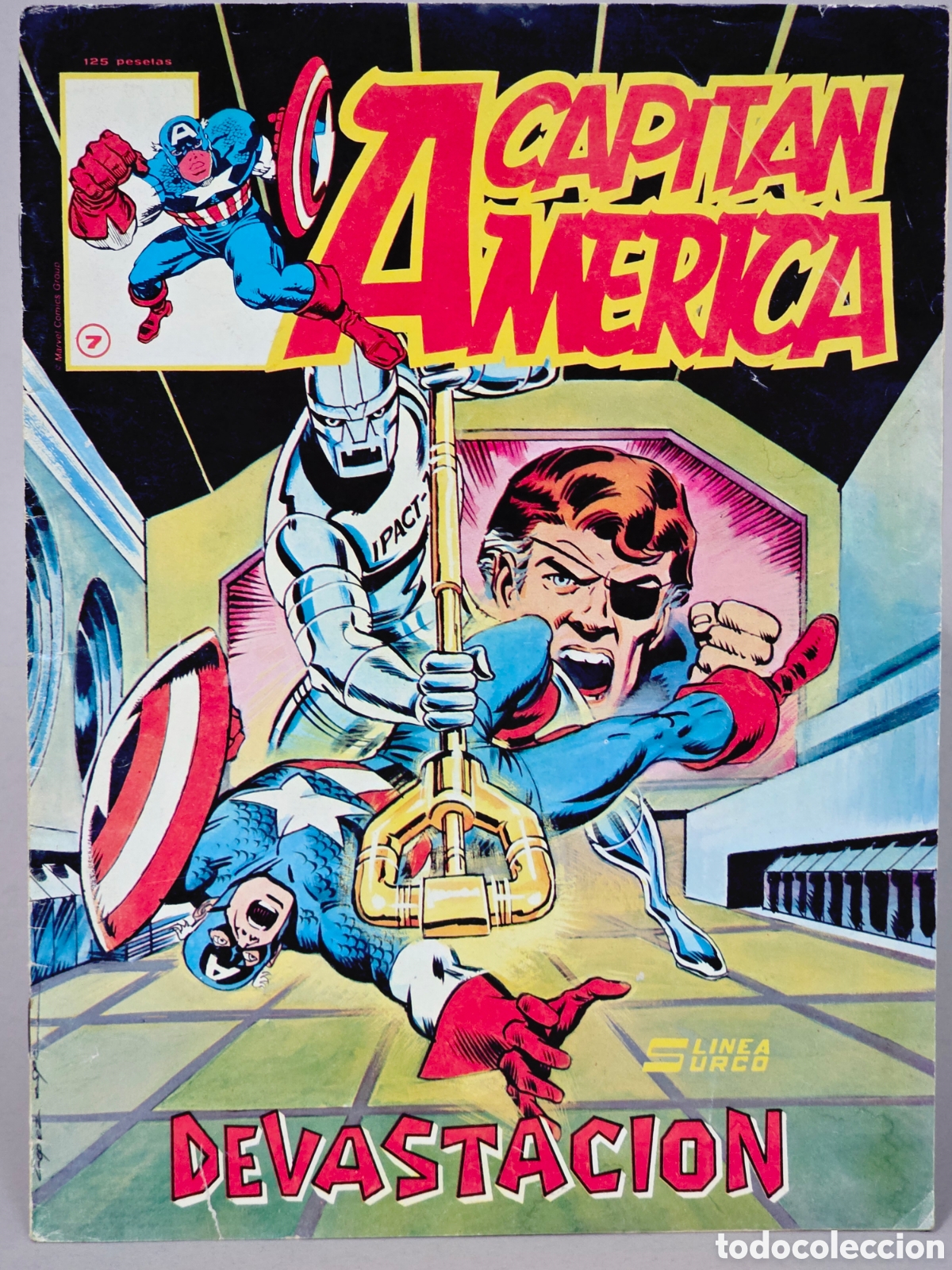 C&oacute;mics: C&Oacute;MIC CAPIT&Aacute;N AM&Eacute;RICA 7 DEVASTACI&Oacute;N LINEA SURCO VERTICE MARVEL BUEN ESTADO - Foto 1