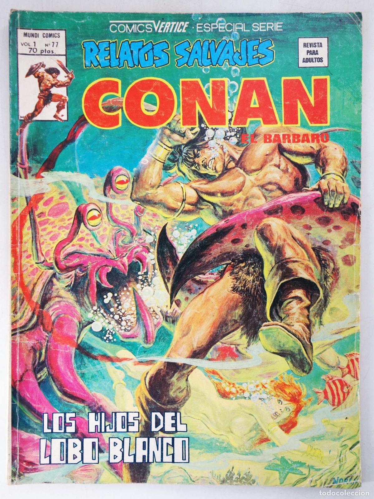 Comics : RELATOS SALVAJES VOL. 1 77. CONAN EL B&Aacute;RBARO. LOS HIJOS DEL LOBO BLANCO (Vvaa) V&eacute;rtice, 1980