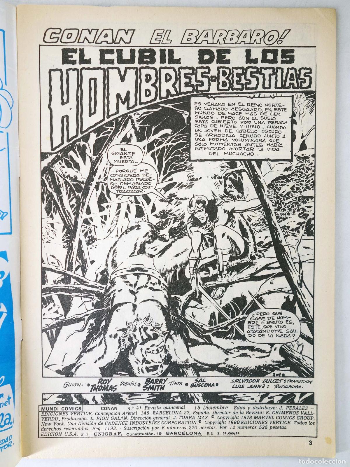 C&oacute;mics: CONAN, EL BARBARO VOL. 2 41. V&eacute;rtice, 1974 - Foto 3