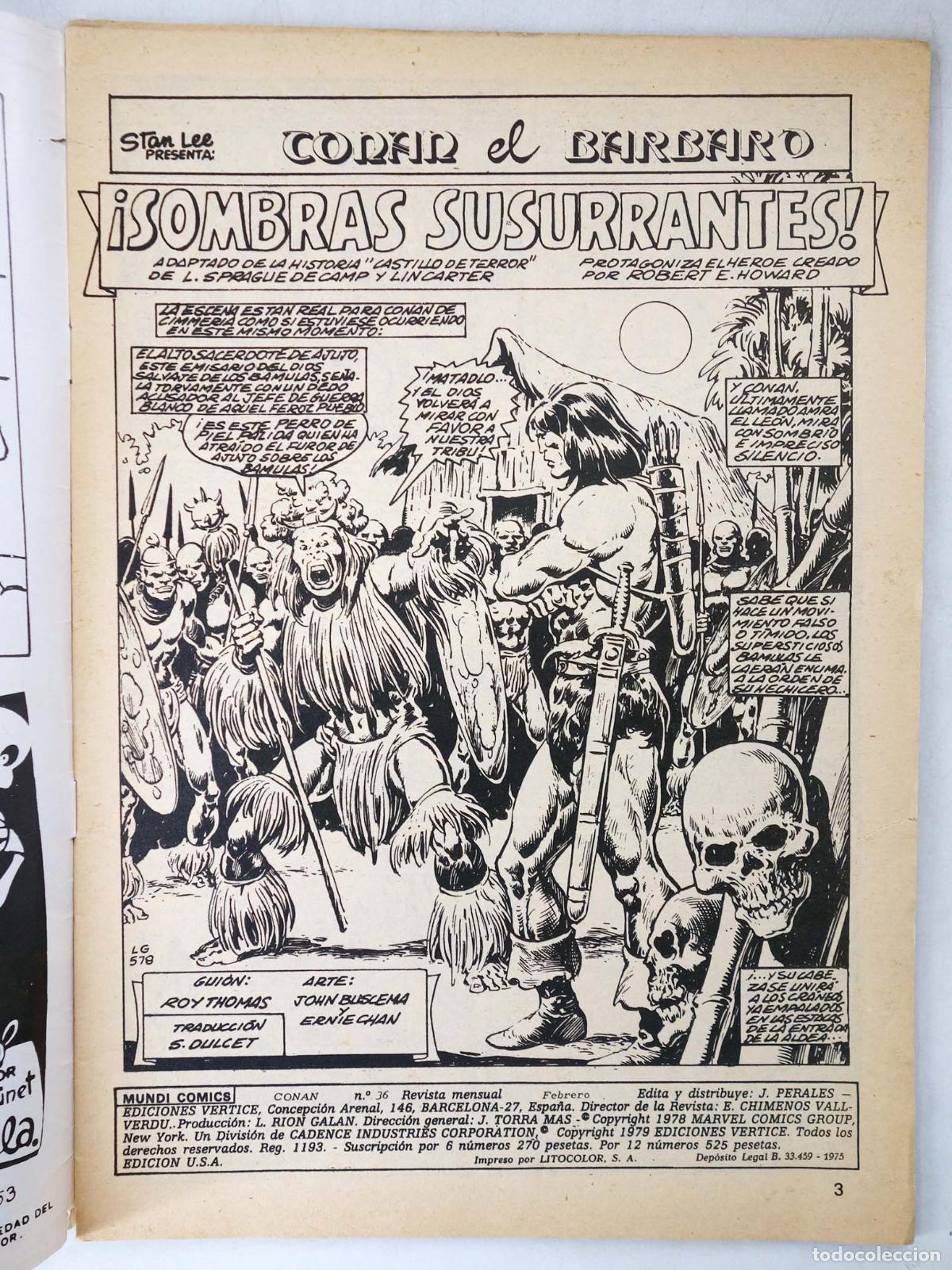 C&oacute;mics: CONAN, EL BARBARO VOL. 2 36. V&eacute;rtice, 1974 - Foto 3