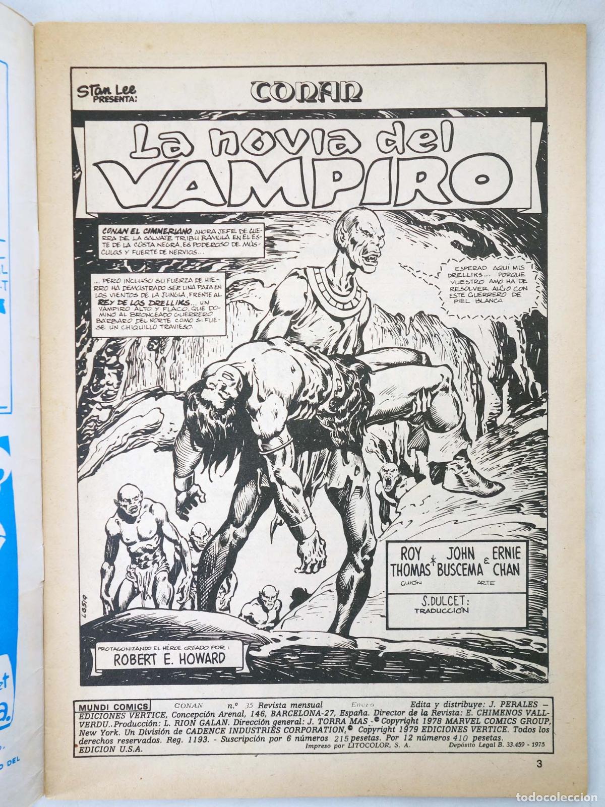 C&oacute;mics: CONAN, EL BARBARO VOL. 2 35. V&eacute;rtice, 1974 - Foto 3