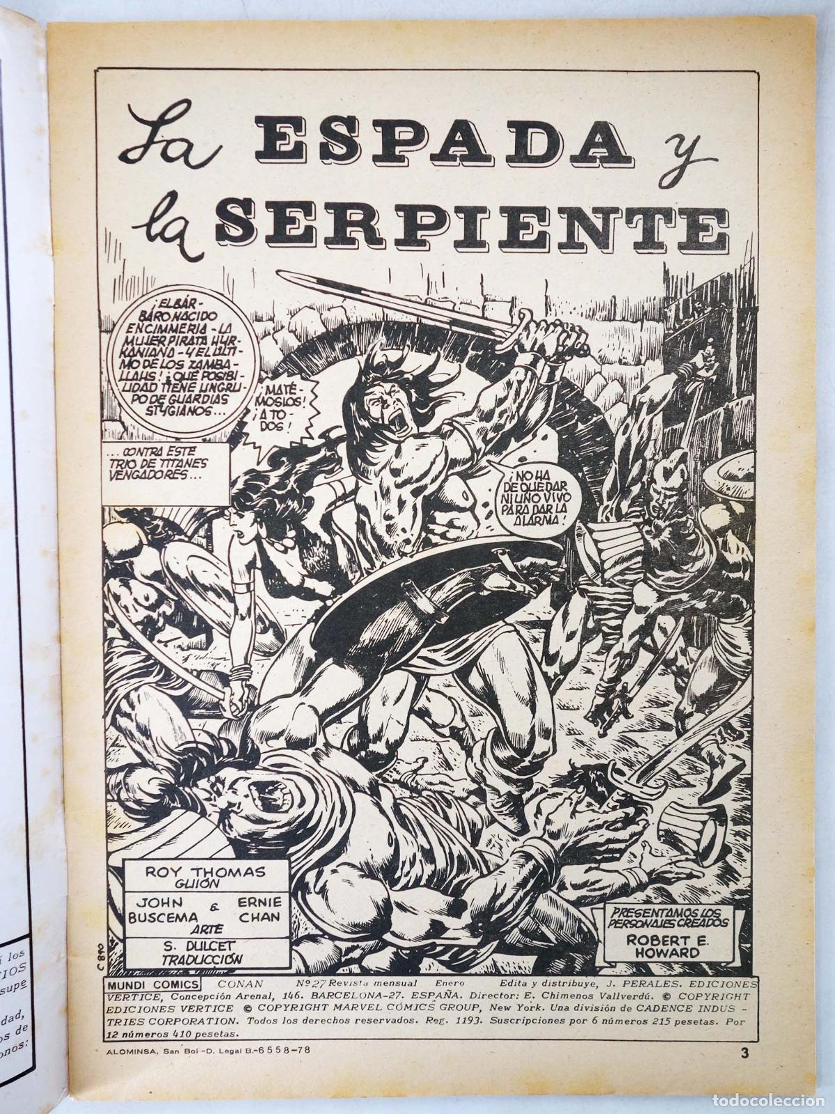 C&oacute;mics: CONAN, EL BARBARO VOL. 2 27. V&eacute;rtice, 1974 - Foto 3