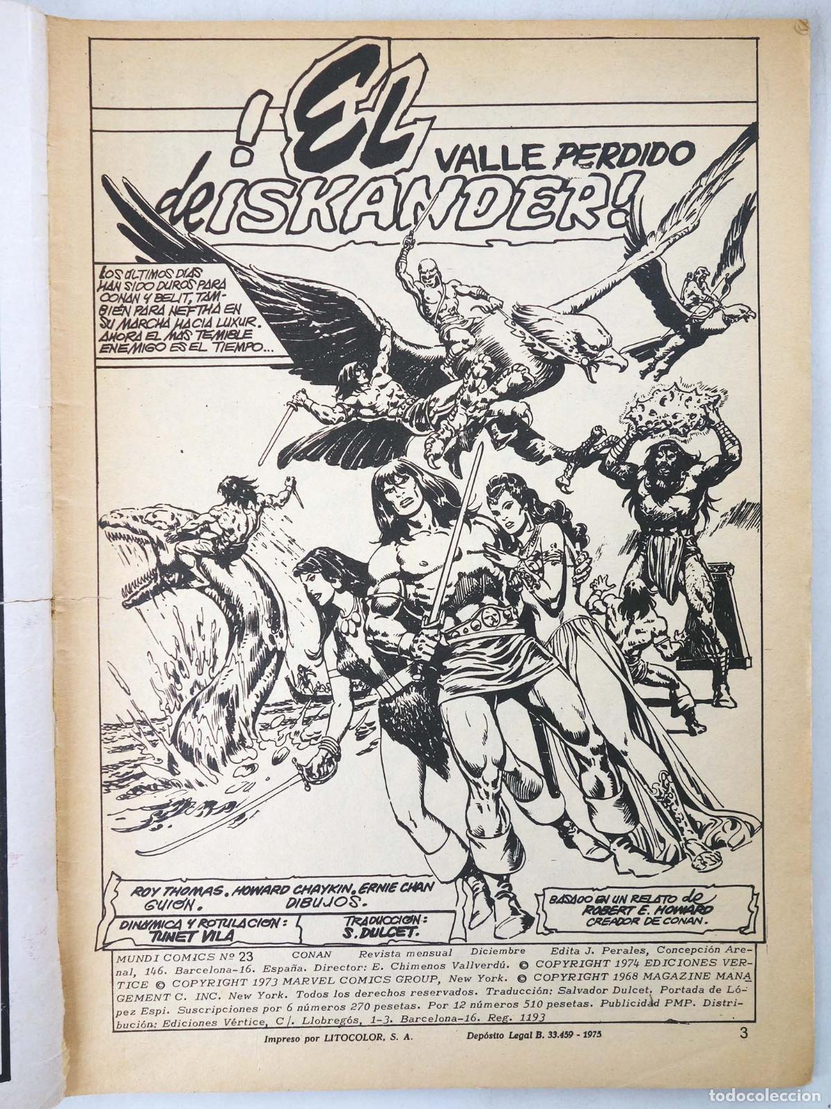 C&oacute;mics: CONAN, EL BARBARO VOL. 2 23. V&eacute;rtice, 1974 - Foto 3