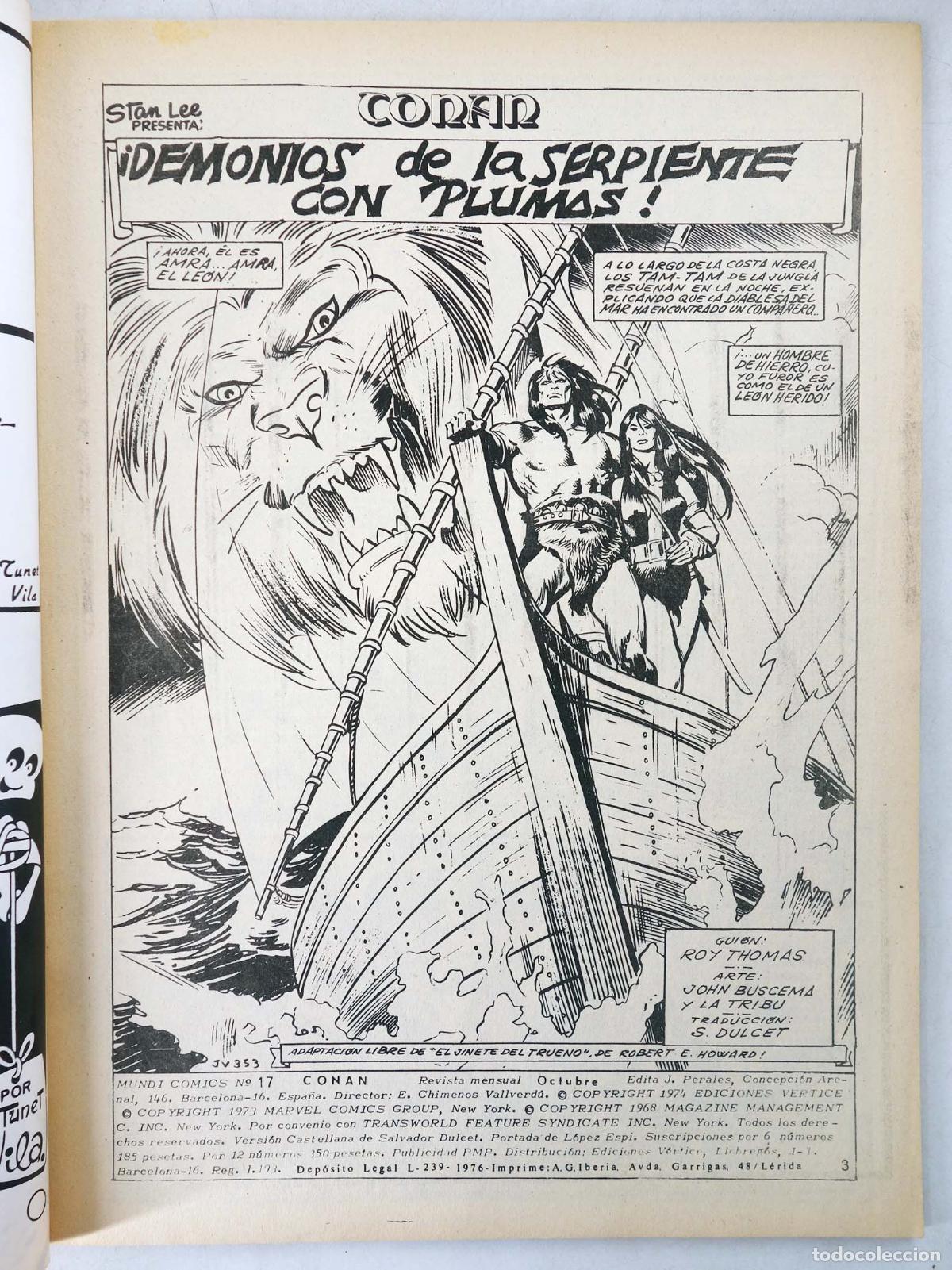 C&oacute;mics: CONAN, EL BARBARO VOL. 2 17. V&eacute;rtice, 1974 - Foto 3