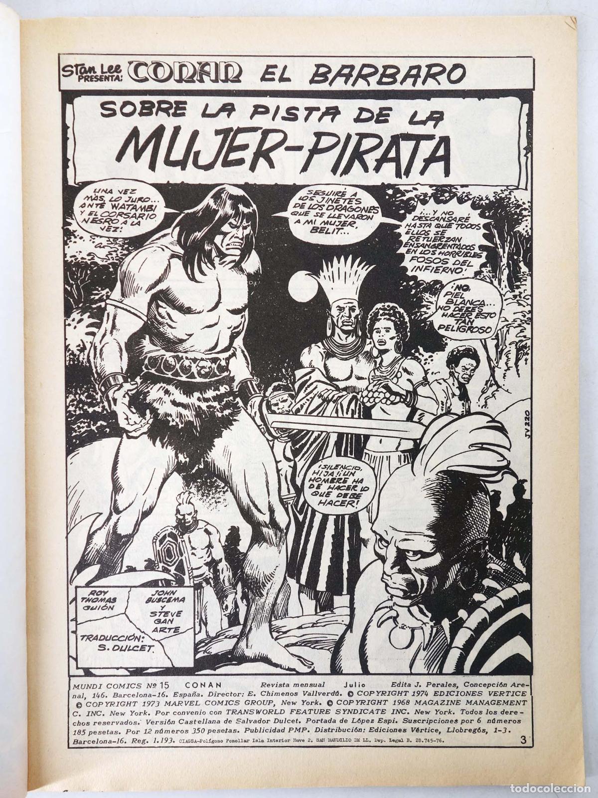 C&oacute;mics: CONAN, EL BARBARO VOL. 2 15. V&eacute;rtice, 1974 - Foto 3