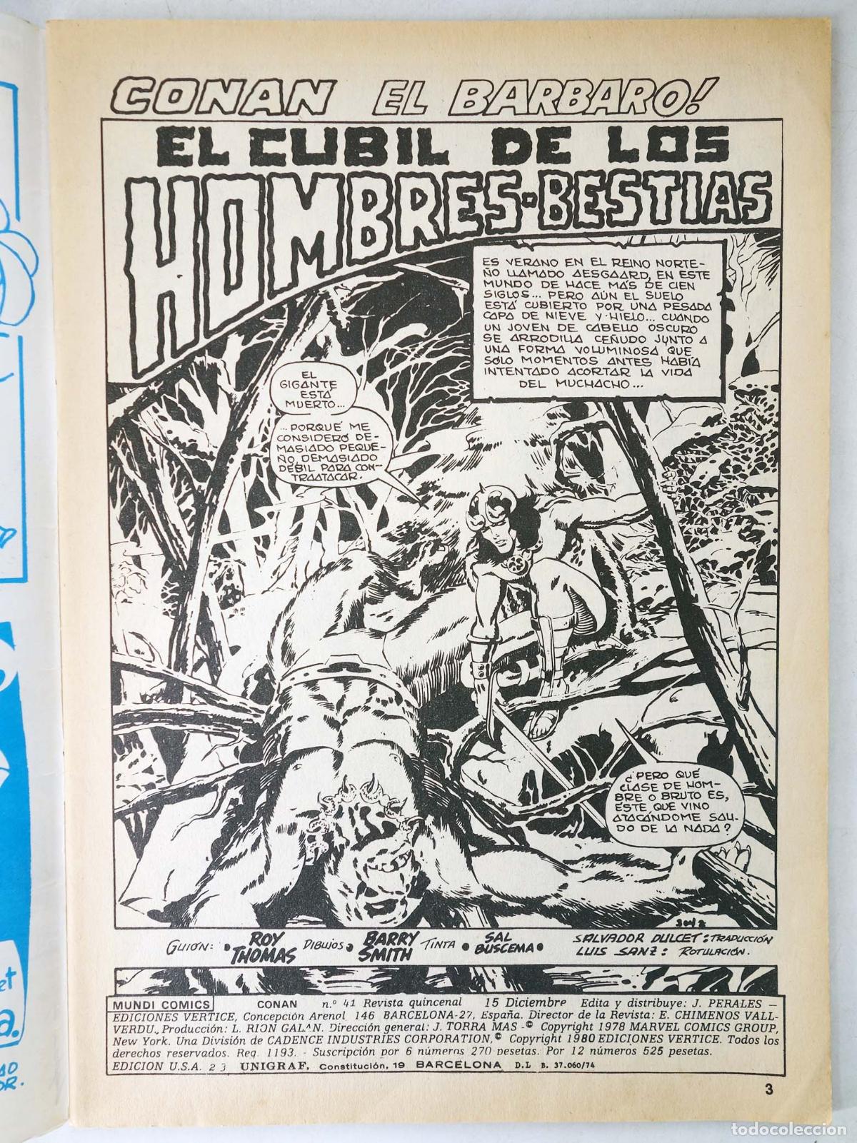 C&oacute;mics: CONAN, EL BARBARO VOL. 2 41. V&eacute;rtice, 1974 - Foto 3