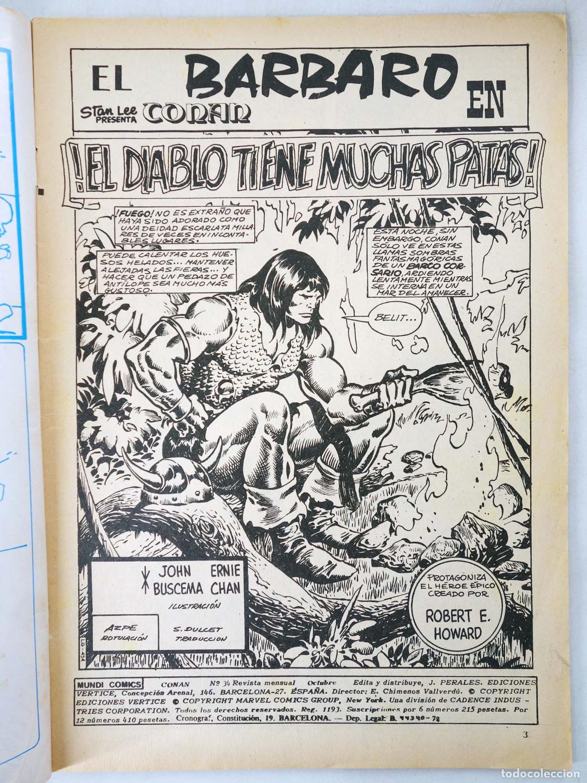 C&oacute;mics: CONAN, EL BARBARO VOL. 2 34. V&eacute;rtice, 1974 - Foto 3