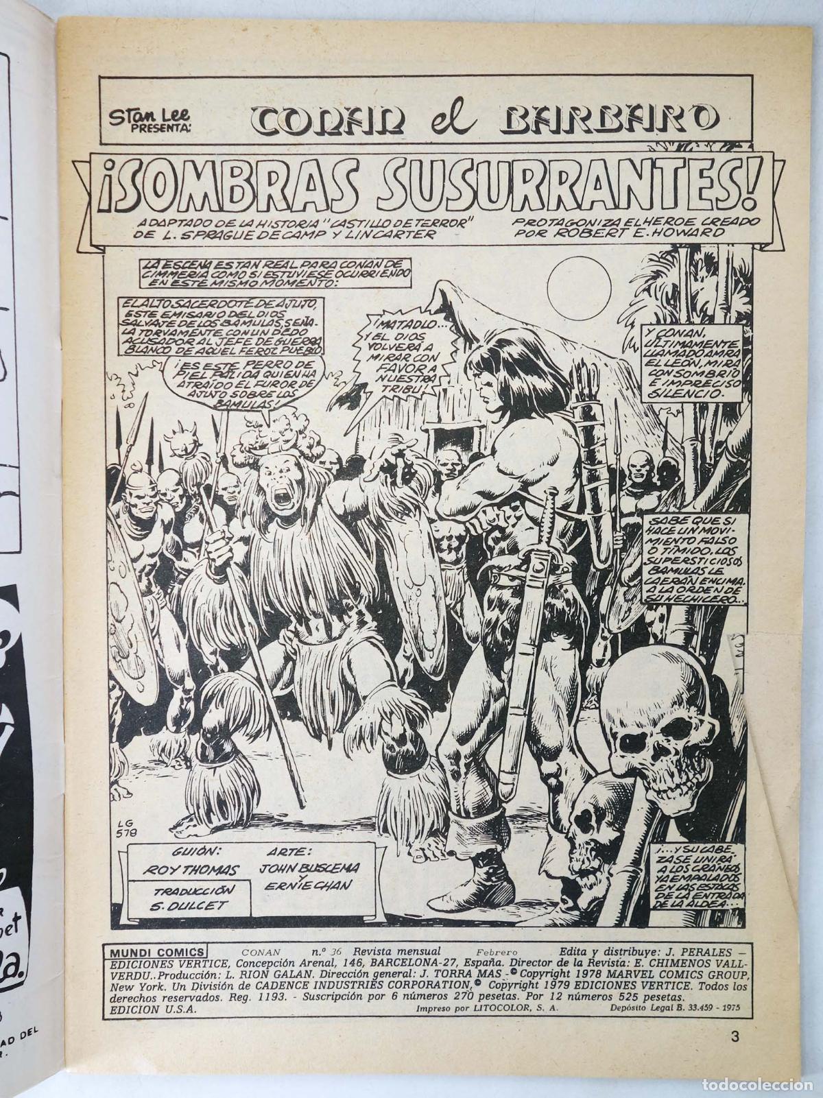 C&oacute;mics: CONAN, EL BARBARO VOL. 2 36. V&eacute;rtice, 1974 - Foto 3