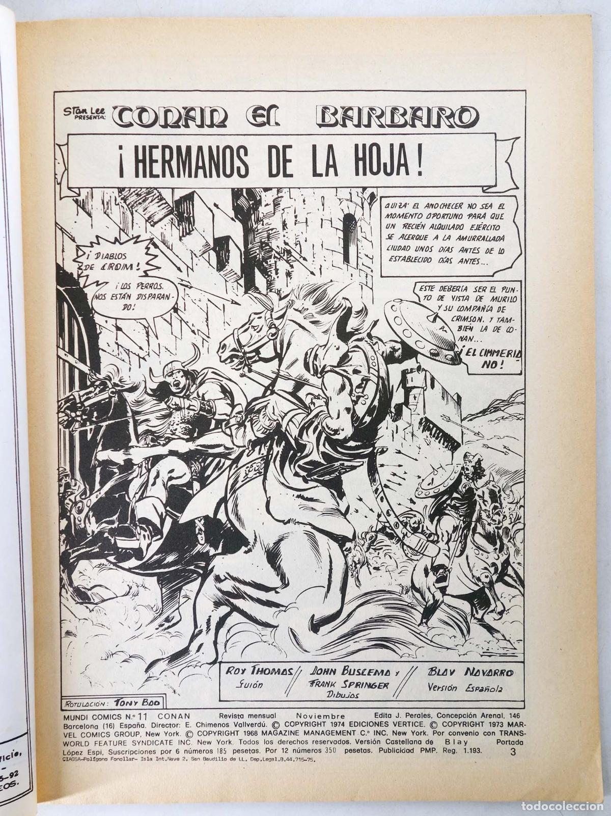 C&oacute;mics: CONAN, EL BARBARO VOL. 2 11. V&eacute;rtice, 1974 - Foto 3