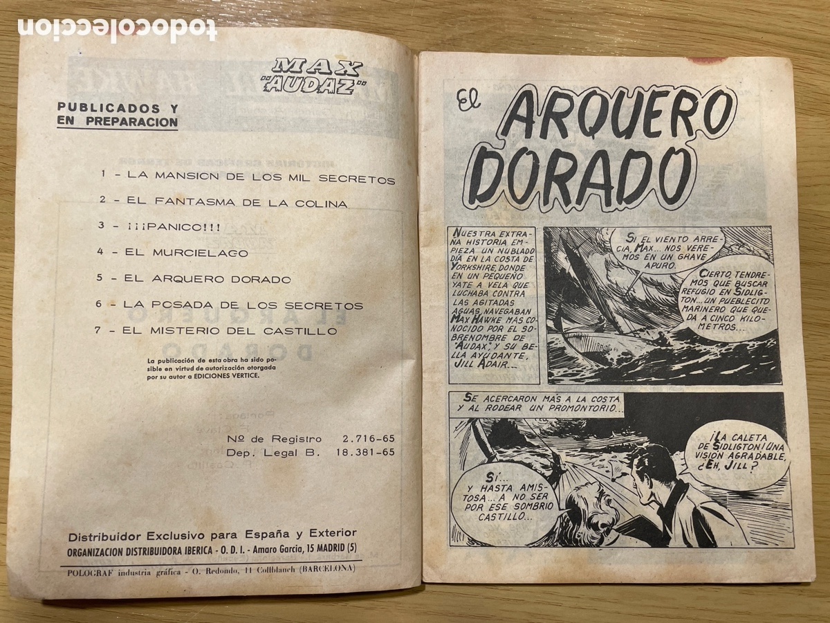 C&oacute;mics: Max Audaz n&uacute;m 5 El arquero dorado Ediciones Vertice 1965 - Foto 2