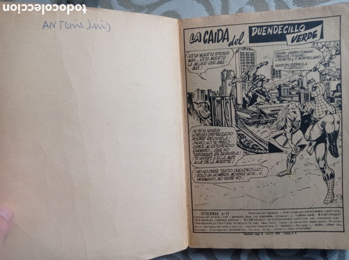 C&oacute;mics: SPIDERMAN. LA CA&Iacute;DA DEL DUENDECILLO VERDE. VOL. 1, N&ordm; 55. - Foto 2