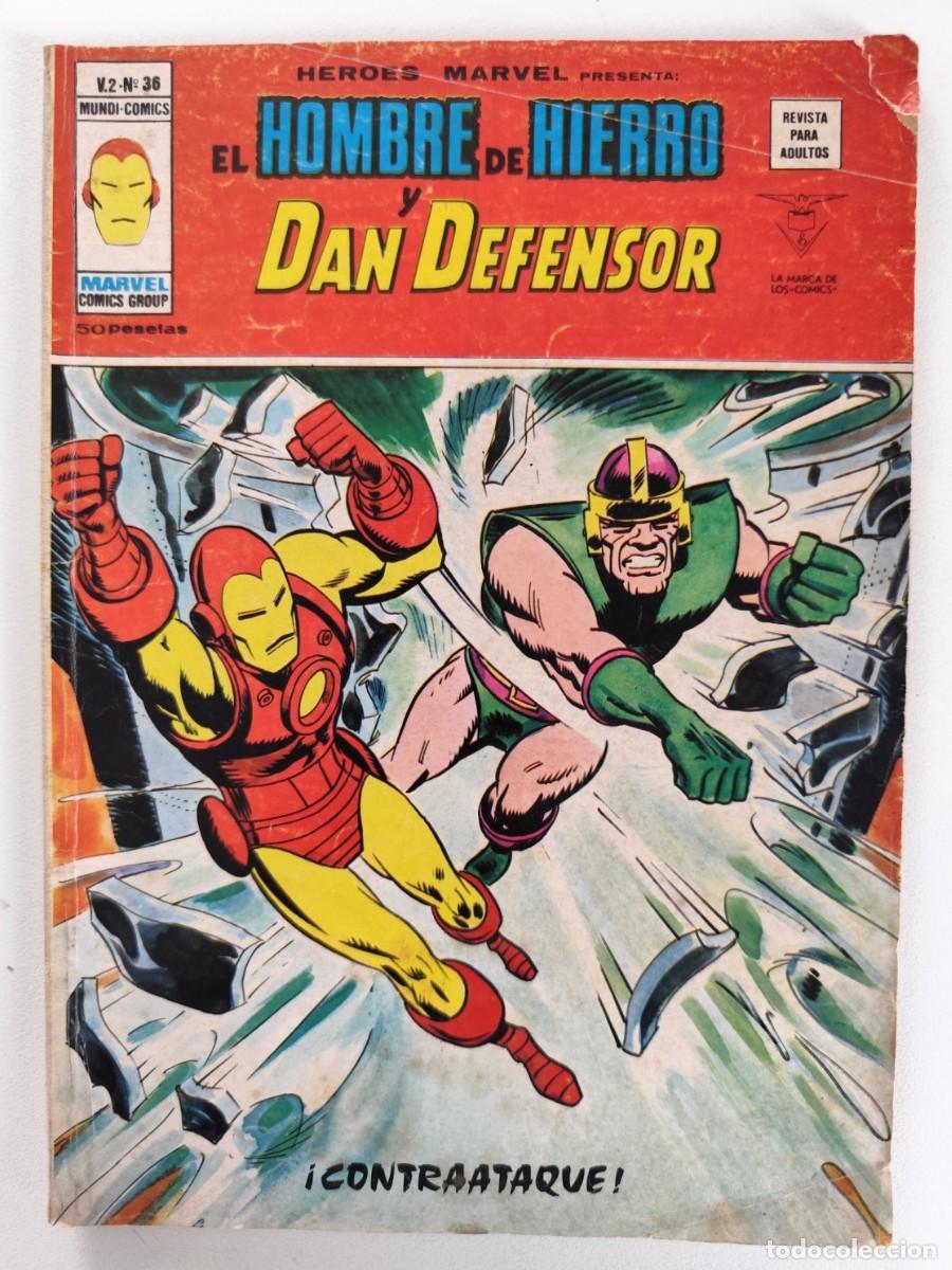 C&oacute;mics: H&Eacute;ROES MARVEL Vol.2 # 36 - HOMBRE DE HIERRO y DAN DEFENSOR ~ MARVEL/V&Eacute;RTICE (1974)