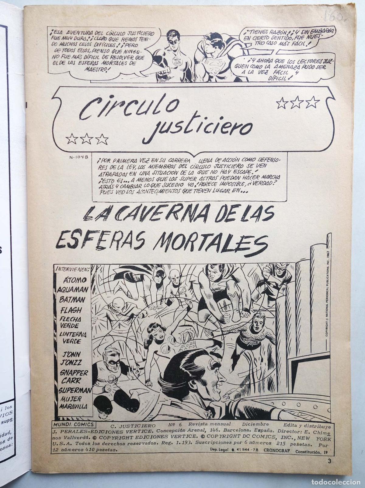 C&oacute;mics: CIRCULO JUSTICIERO 6 (Vvaa) V&eacute;rtice, 1980 - Foto 3