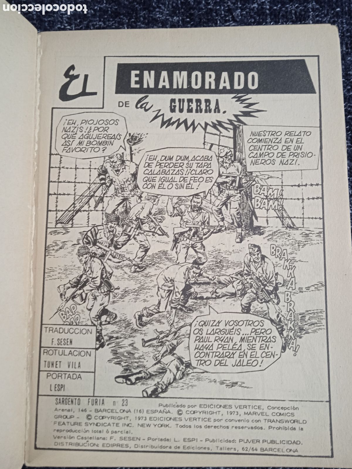 C&oacute;mics: SARGENTO FURIA , VOL 1 N&ordm; 23 VERTICE -TACO - Foto 2