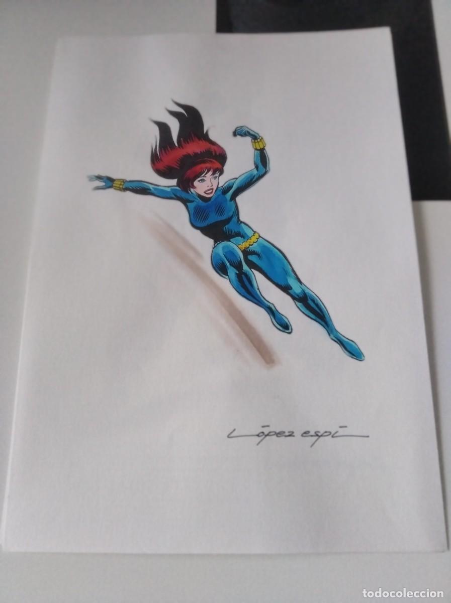 Comics: (VERTICE -V.1) DIBUJO/LAMINA ORIGINAL LOPEZ ESPI/ VIUDA NEGRA.-
