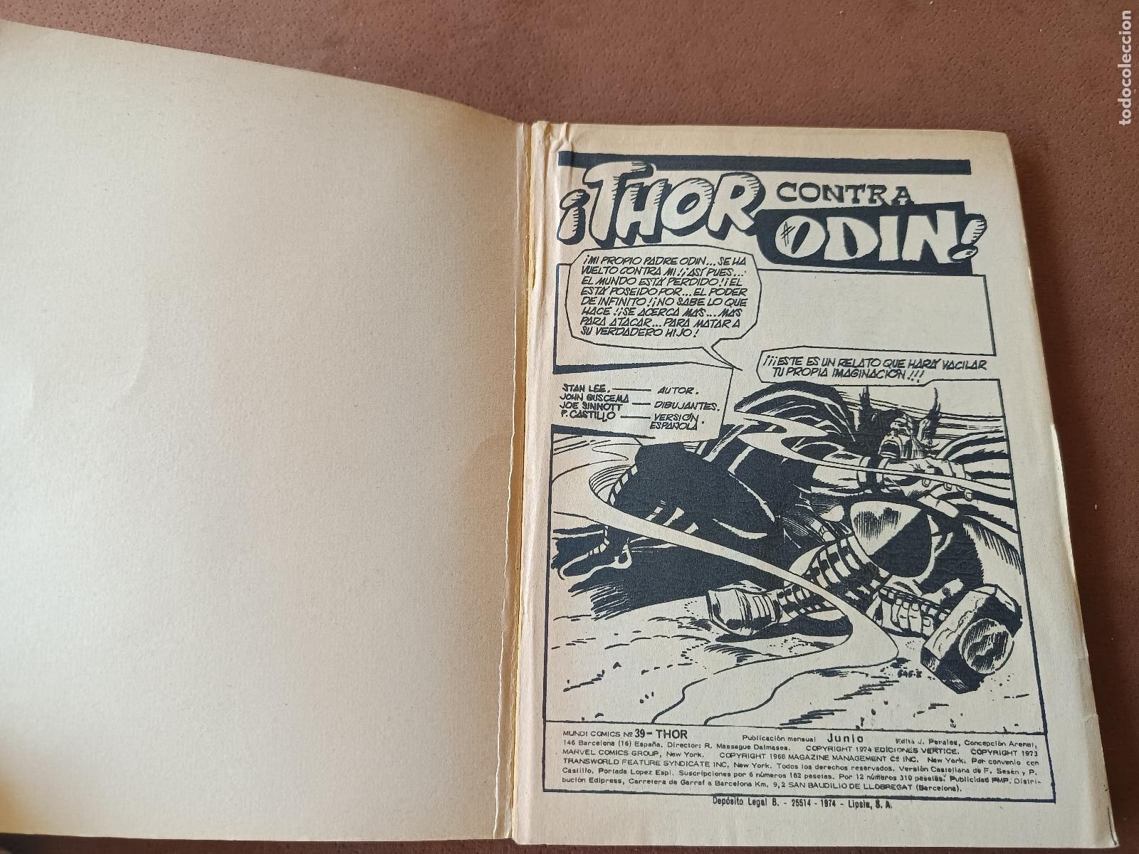 C&oacute;mics: THOR N&Uacute;MERO 39 , THOR CONTRA ODIN, EDICIONES VERTICE, TACO - Foto 4