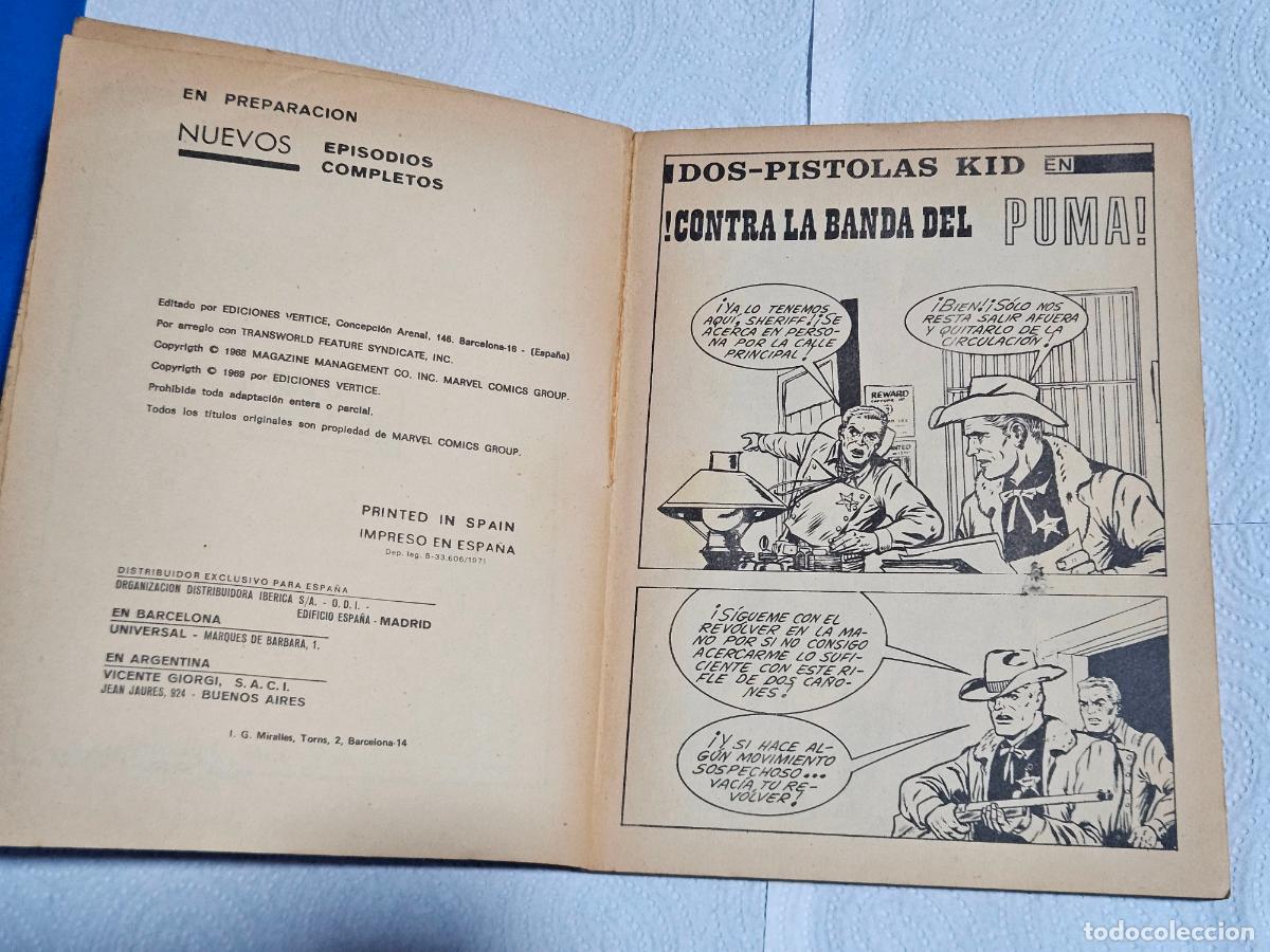 C&oacute;mics: EDICIONES VERTICE 2 PISTOLAS KID N 10 LA BANDA DE EL PUMA - Foto 2